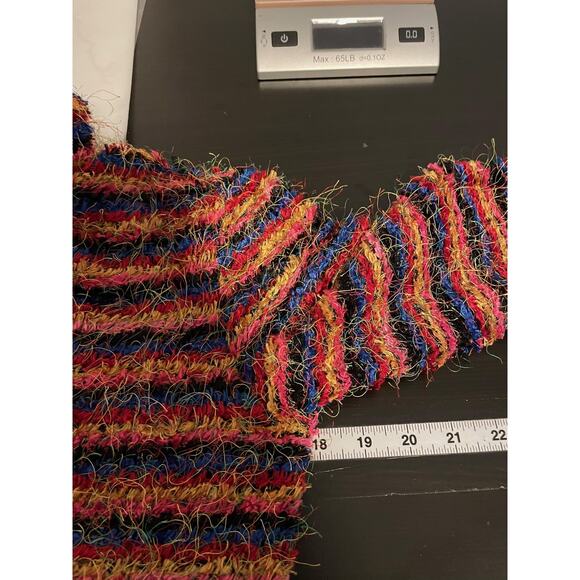 Cache Sweater Womens Large Multicolor Fuzzy Stripe Mock Neck Pullover Made USA - Picture 5 of 7
